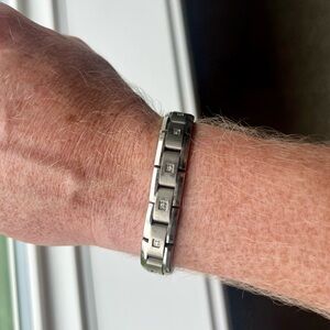 Men’s Stainless Steel Diamond Link Bracelet